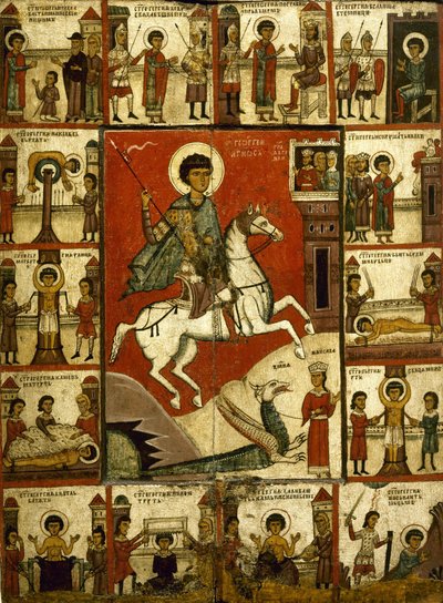 Miracle of St George and the Dragon, with Scenes from His Life. Novgorod by Unbekannt Unbekannt